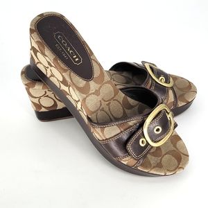 Coach Greta slip on wedge sandals size 9.5